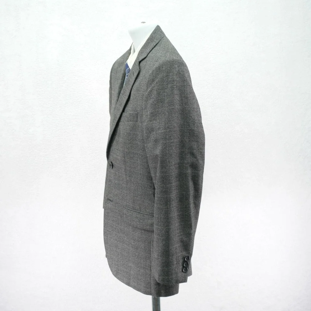 Banana Republic Tailored Fit Men's Wool Blend Plaid Gray Blazer 36S Tagged‎ 38S